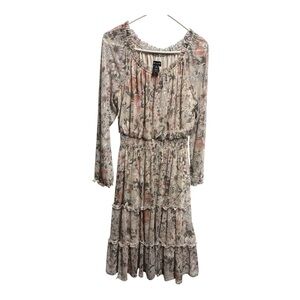 Kate and Lily Sleeve Dress Floral Midi Smocked Waist Tiered Cottage Core Sz 12